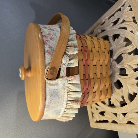 Other - Longaberger Floral Woven Basket with Lid